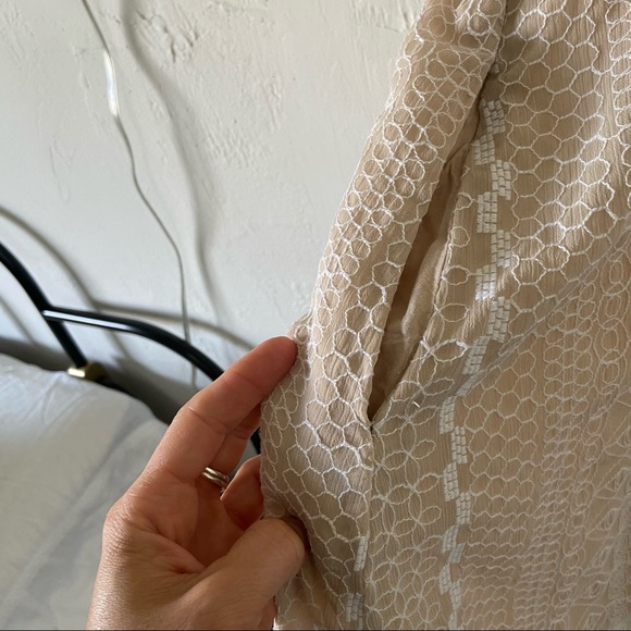 Free People Open Back Sleeveless Crochet Detail Neutral Beige Mini Dress | 6 - Picture 7 of 13